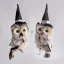 Halloweeni bagoly figura boszi kalapban, akasztós, textil 20 cm