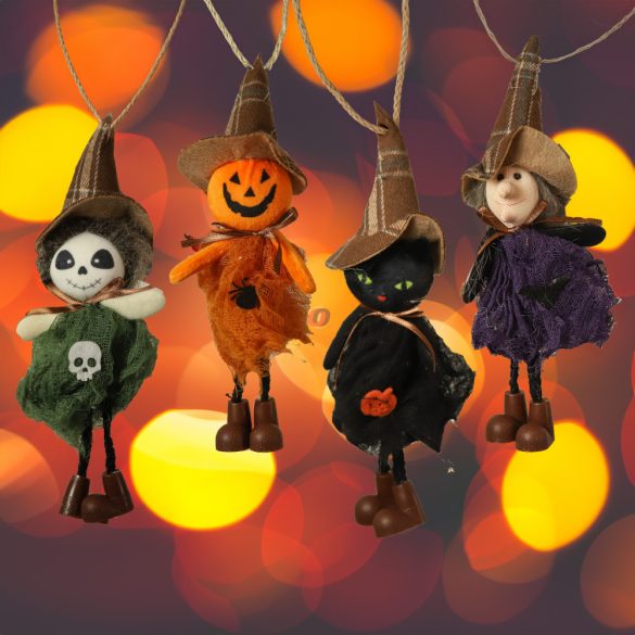 Halloweeni vidám figura 23 cm, textil 4 féle választható kivitelben