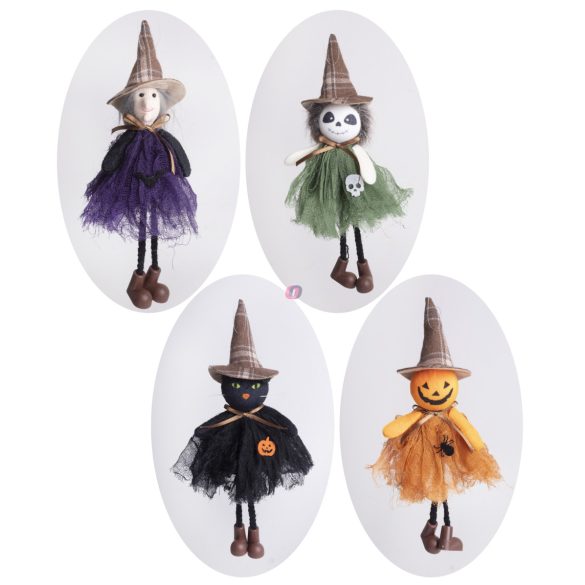 Halloweeni vidám figura 23 cm, textil 4 féle választható kivitelben