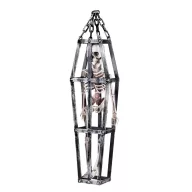 XL Csontváz rácsos koporsóban 50 cm Halloweeni kellék