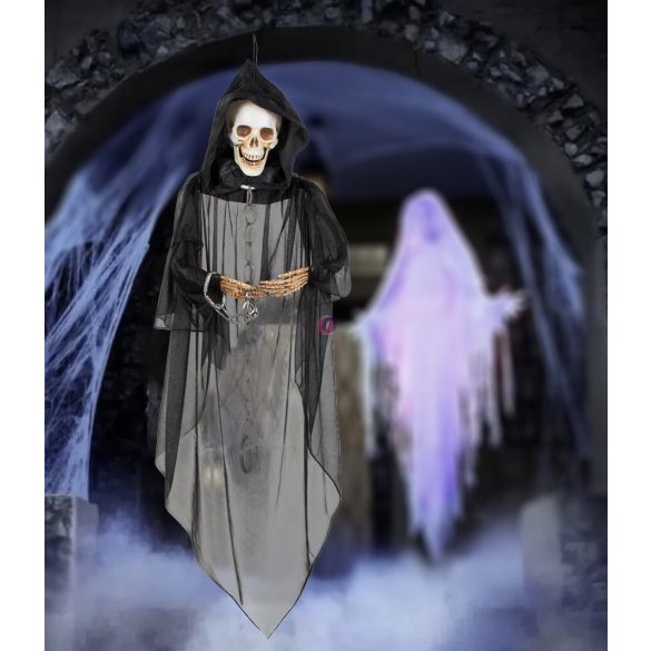 XL Halloweeni szellem koponyával csontváz kezekkel felakasztható 150 cm