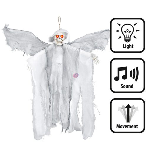 Halloweeni démon animatronikus, 52 cm, mozgó, világító, hangot adó 52 cm