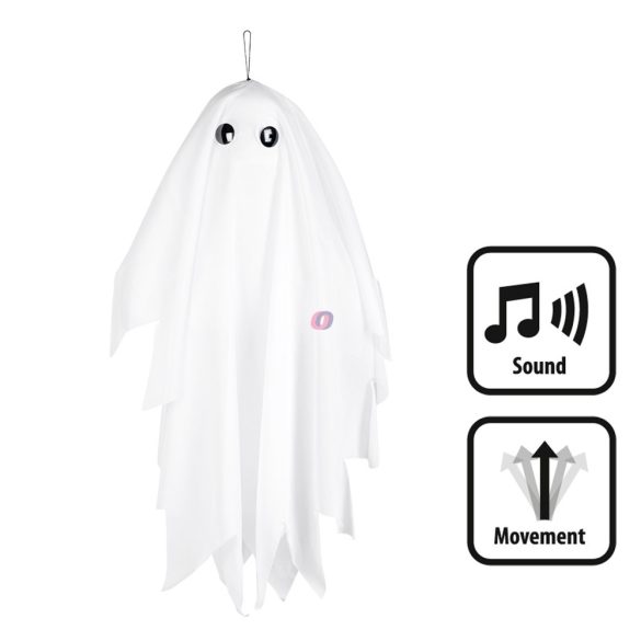 Halloweeni szellem dekor animatronikus, 48 cm, mozgó, hangot adó