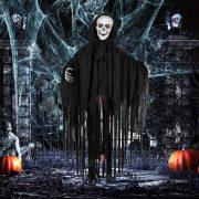   XL Haloweeni figura gonosz szellem koponyával 90 cm, mozgó, világító, hangot adó