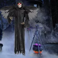   XXL Életnagyságú Halloweeni figura gonosz lélek koponyával 165 cm, világító