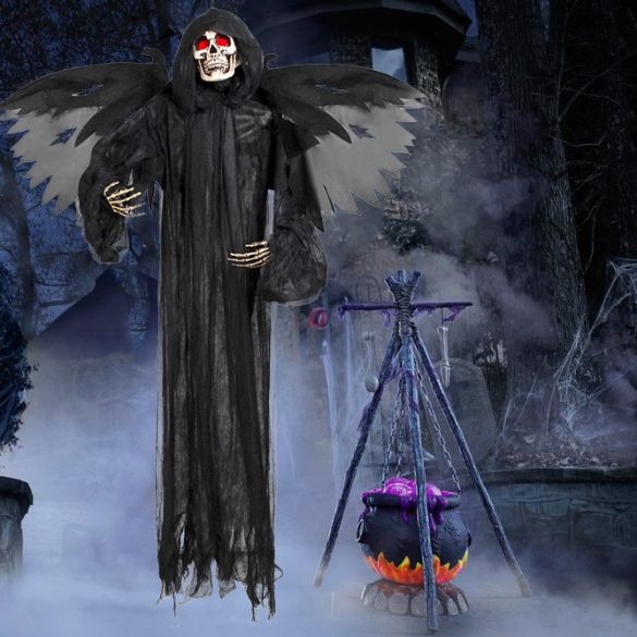 XXL Életnagyságú Halloweeni figura gonosz lélek koponyával 165 cm, világító