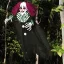 130 cm Halloweeni gonosz bohóc dekoráció, világít, hangot ad