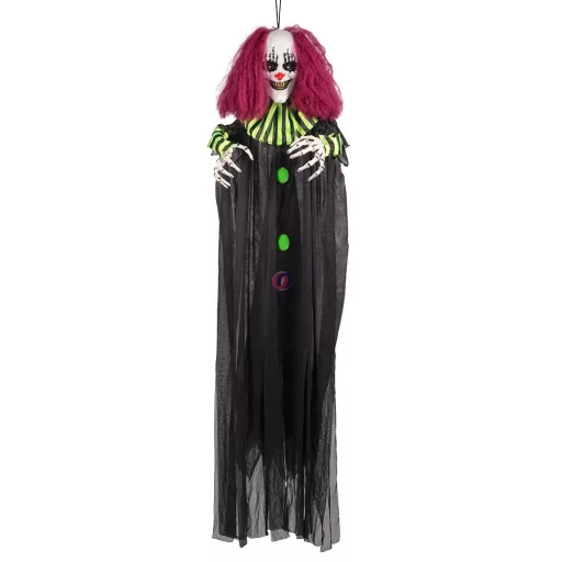 130 cm Halloweeni gonosz bohóc dekoráció, világít, hangot ad