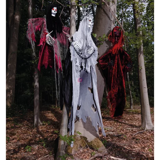 130 cm Halloweeni gonosz bohóc dekoráció, világít, hangot ad
