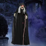   Élethű nagyságú boszorkány figura animatronikus, mozgó, világító, hangot adó