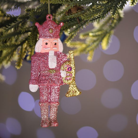Luxury Diótörő karácsonyfadísz "pink" 17 cm