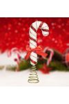 Luxury Karácsonyfa csúcsdísz "Cukorbot" piros, fehér 25 cm