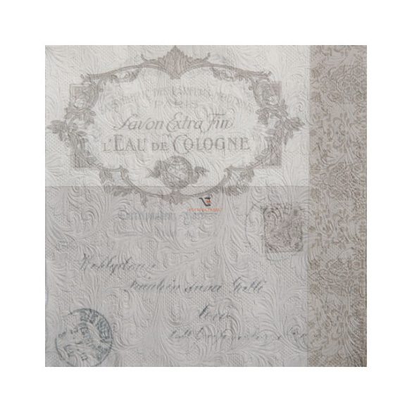 Papír Szalvéta 3 rétegű - Fiorentina Lettre szürkésbarna 33x33cm szürke 16 db őszi dísz