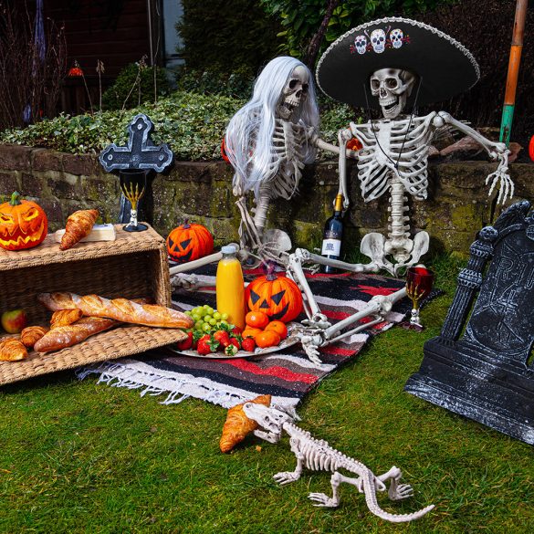 Élethű nagyságú Halloweeni csontváz Premium 160 cm