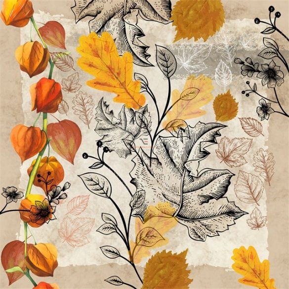 Papír Szalvéta 3 rétegű - Fallen Leaves 33x33cm narancssárga, natúr 20db/cs halloween kellék