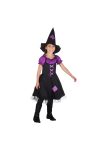 Luxury Halloween lila/fekete boszorkány jelmez gyerekeknek 4-6 év, kislány