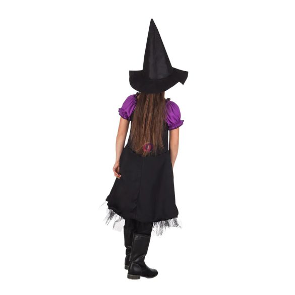 Luxury Halloween lila/fekete boszorkány jelmez gyerekeknek 4-6 év, kislány