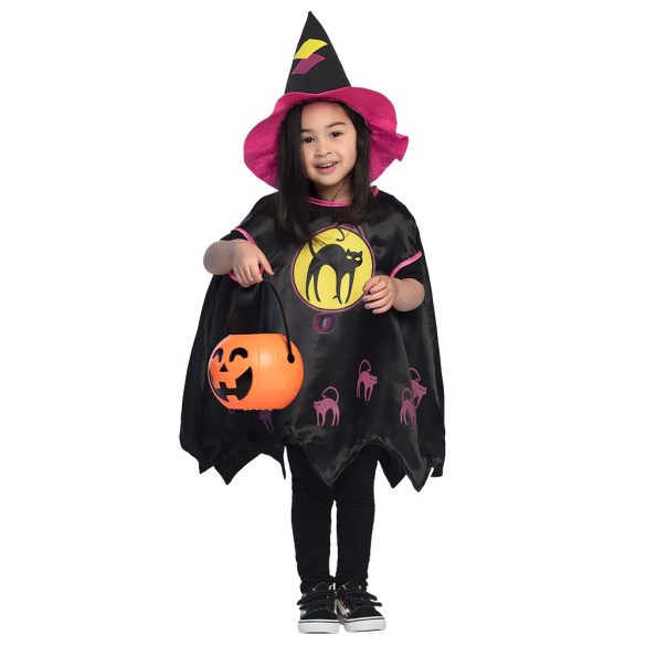 Luxury Halloween boszorkány jelmez gyerekeknek cicás 3-4 év, kislány