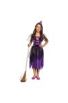 Luxury Halloween boszorkány jelmez gyerekeknek fekete, lila 4-6 év, kislány