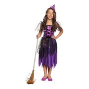   Luxury Halloween boszorkány jelmez gyerekeknek fekete, lila 4-6 év, kislány
