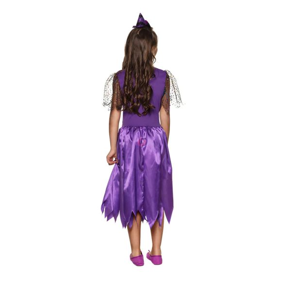 Luxury Halloween boszorkány jelmez gyerekeknek fekete, lila 4-6 év, kislány