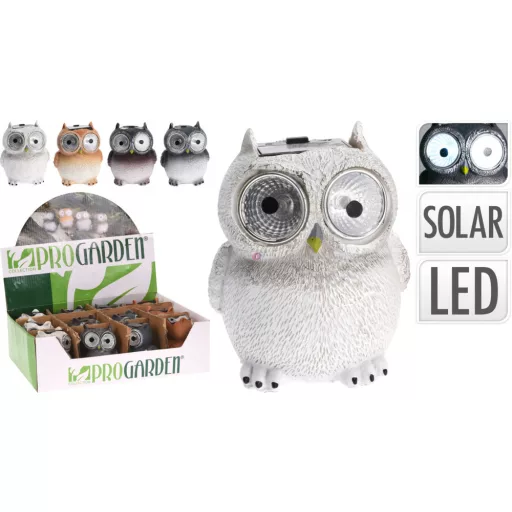 Kültéri napelemes Bagoly figura lámpa 4 féle választható kivitelben