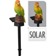 Napelemes lámpa papagáj, leszúrható melegfehér 16 cm