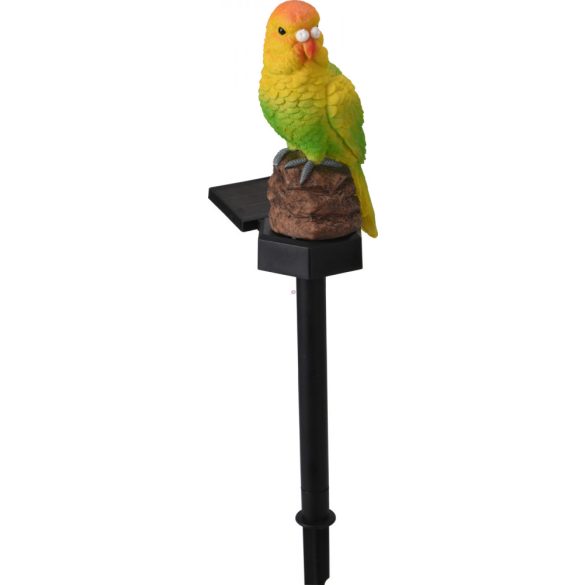 Napelemes lámpa papagáj, leszúrható melegfehér 16 cm
