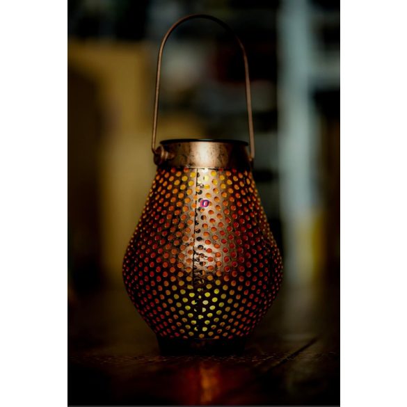 Oriental napelemes lámpás antik rézszínű 17cm
