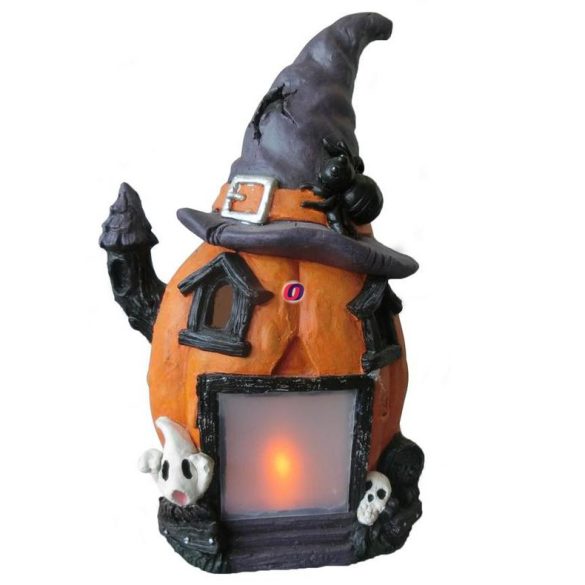 XL Halloweeni LED Tök házikó kandallóval kerámia 50 cm