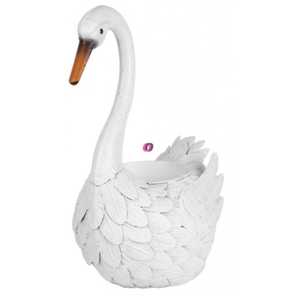 XL Kerti Hattyú figura kaspóval 43 cm fém Deconline