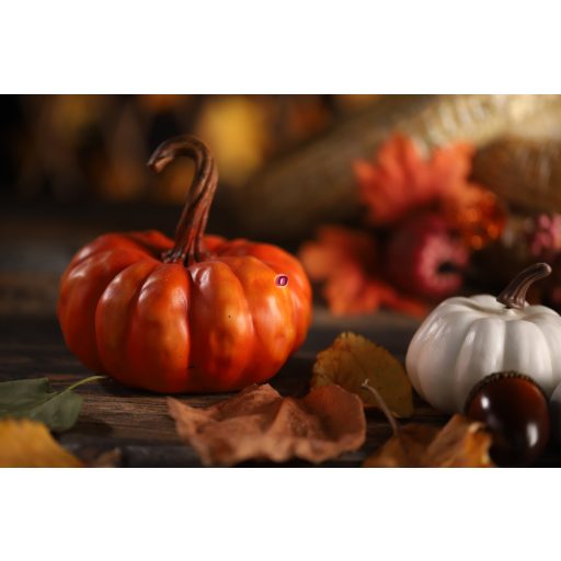 Őszi tök dekoráció hosszú szárral, kerámia 12 cm