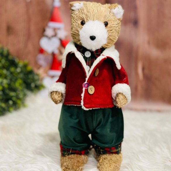 XL Karácsonyi figura Teddy bear fiú 41 cm American Style