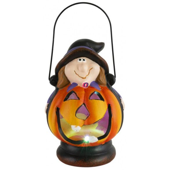 LED Töklámpás, boszorkánnyal, kerámia 22 cm