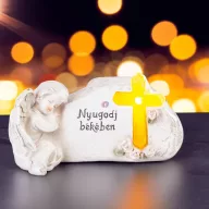   Napelemes sírdísz "Nyugodj békében" angyalka 20,5 cm