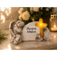   Napelemes sírdísz "Nyugodj békében" angyalka 20,5 cm