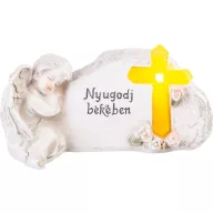   Napelemes sírdísz "Nyugodj békében" angyalka 20,5 cm