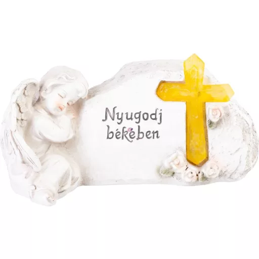Napelemes sírdísz "Nyugodj békében" angyalka 20,5 cm