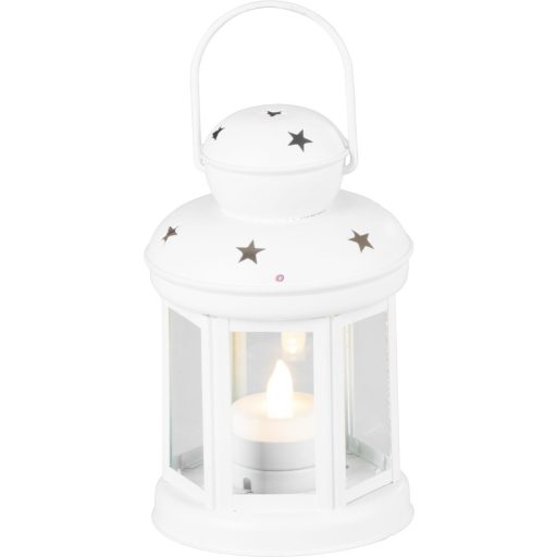 Karácsonyi Lámpás LED világítással, elemes 20 cm, fehér