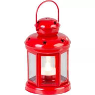  Karácsonyi Lámpás LED világítással, elemes 20 cm, piros