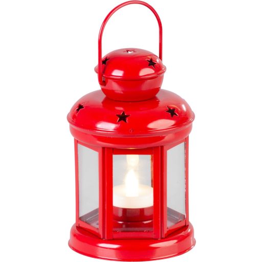 Karácsonyi Lámpás LED világítással, elemes 20 cm, piros