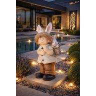 XL Kerti figura fiú nyuszival, kerámia 48 cm