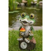 Napelemes béka kerti figura 19 cm