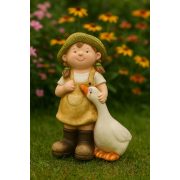 Kerti figura lány libával, kerámia 19 cm