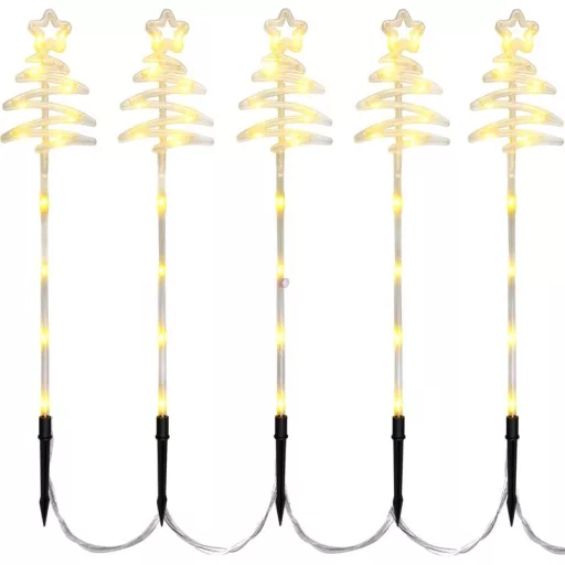 LED-es karácsonyfa pálcán, melegfehér, 43 cm, 5 db-os szett