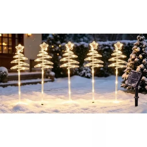LED-es karácsonyfa pálcán, melegfehér, 43 cm, 5 db-os szett
