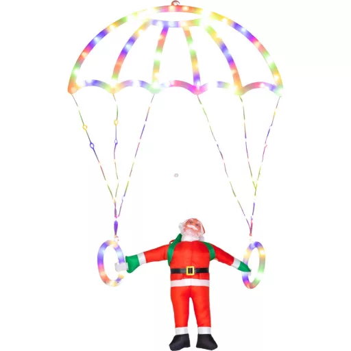 LED-es ejtőernyős Mikulás dekoráció, 116 LED, fehér, IP44, 50 × 73 cm