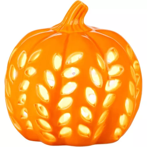 Világító porcelán tök, 10,5 × 10,5 × 10,6 cm