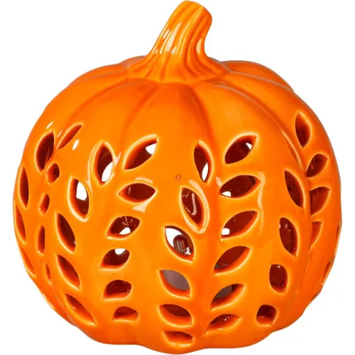 Világító porcelán tök, 10,5 × 10,5 × 10,6 cm