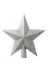 Glitteres csillag alakú csúcsdísz műanyag 20cm ezüst